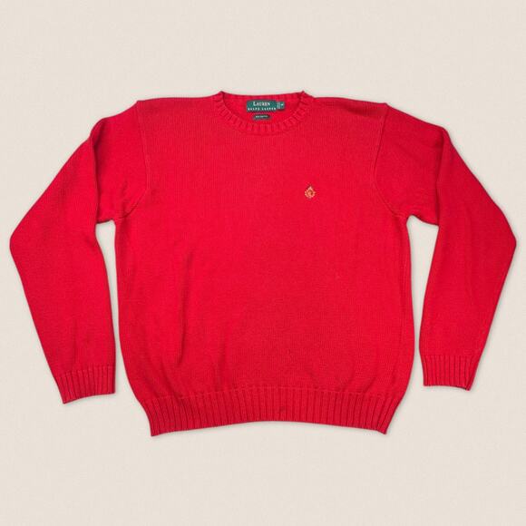 Lauren Ralph Lauren Red Cotton Sweater Men’s Medium Pullover Classic Knit - Picture 1 of 6